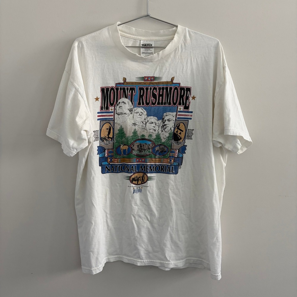 Vintage Tultex Mount Rushmore‎ National Memorial T-Shirt White XL Graphic 90s